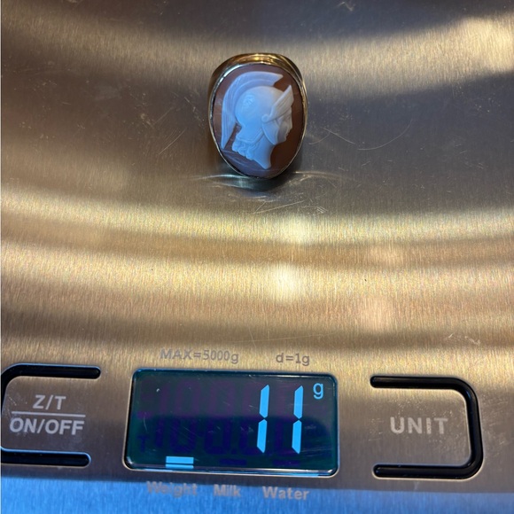 14K Gold Cameo Ring Carved Shell Athena or Roman Soldier size 7.25 - Picture 15 of 16